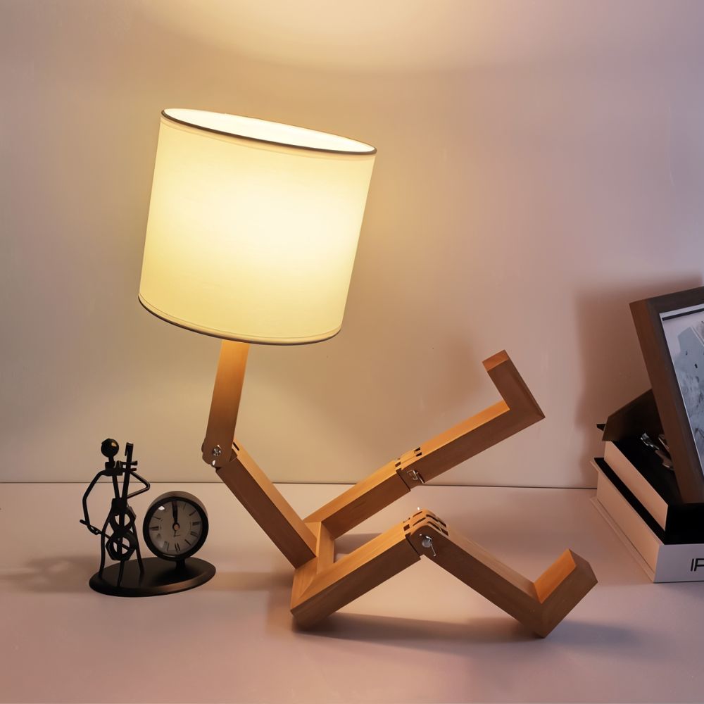 MechanoWood | Stylish Adjustable Humanoid Table Lamp Design 5