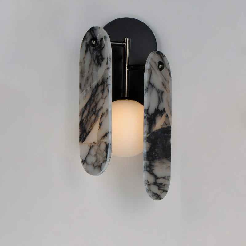 Freyza | Lysolila-Marmor-Glas-Wandleuchte mit Glasmurmeln – Schlafzimmer, Flur