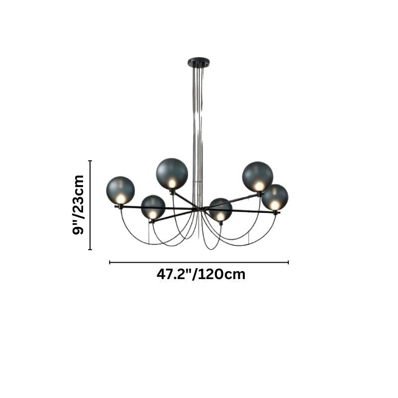 Freyza - MeridianGlow | Moderner eleganter schwarzer Glas-Kronleuchter fürs Esszimmer