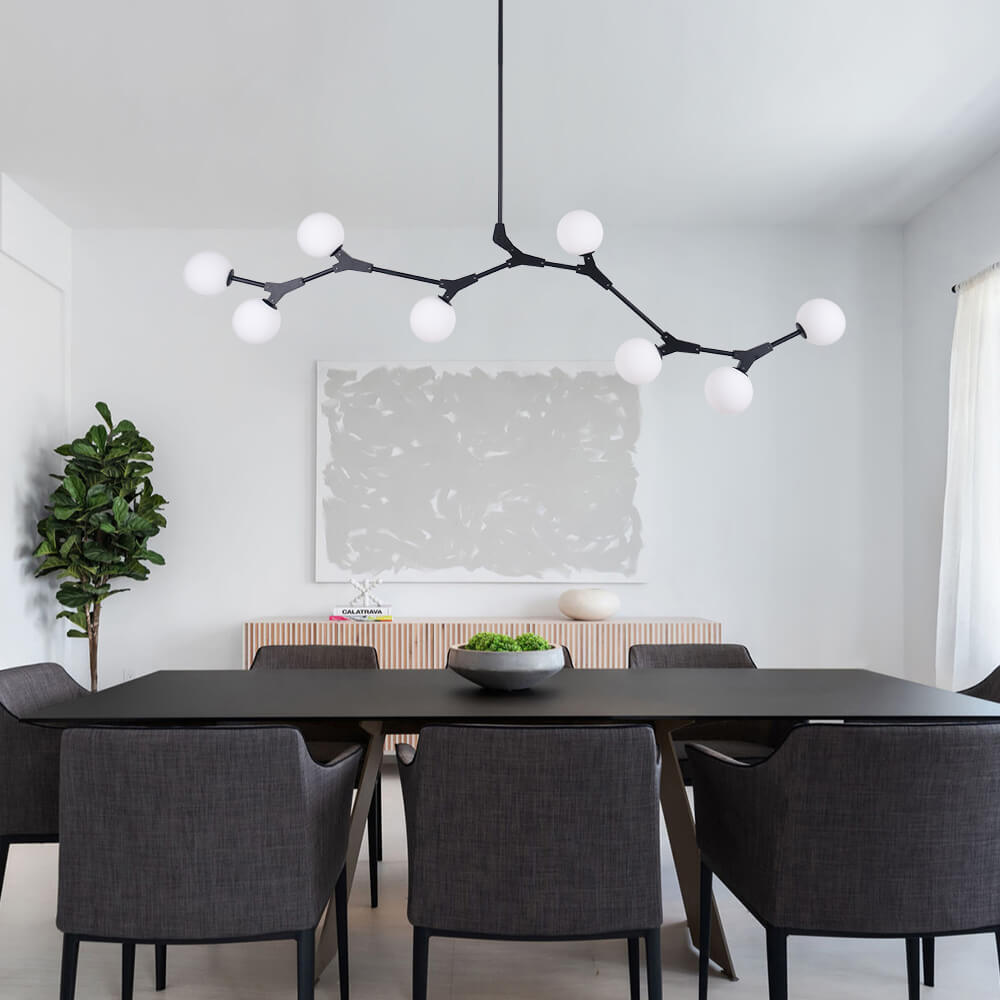 Freyza | Nivero lineare Bubble-Glas-Hängeleuchte – Esszimmer, Wohnzimmer