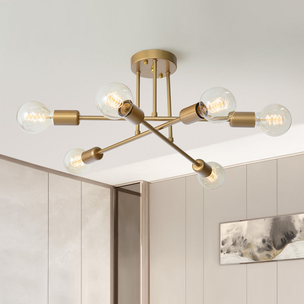 Freyza | Vallin Modern Brass Brass Ceiling Light – Modern Bedroom Living Room