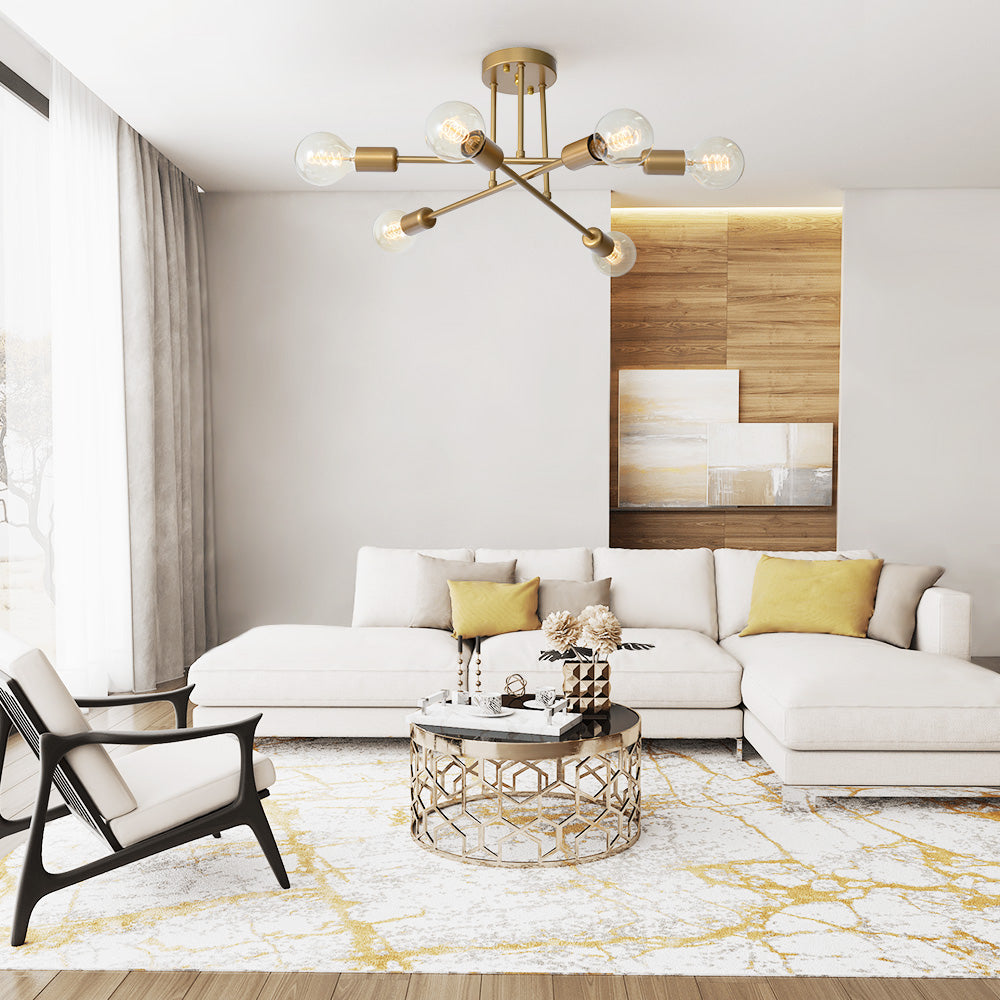 Freyza | Vallin Modern Brass Brass Ceiling Light – Modern Bedroom Living Room