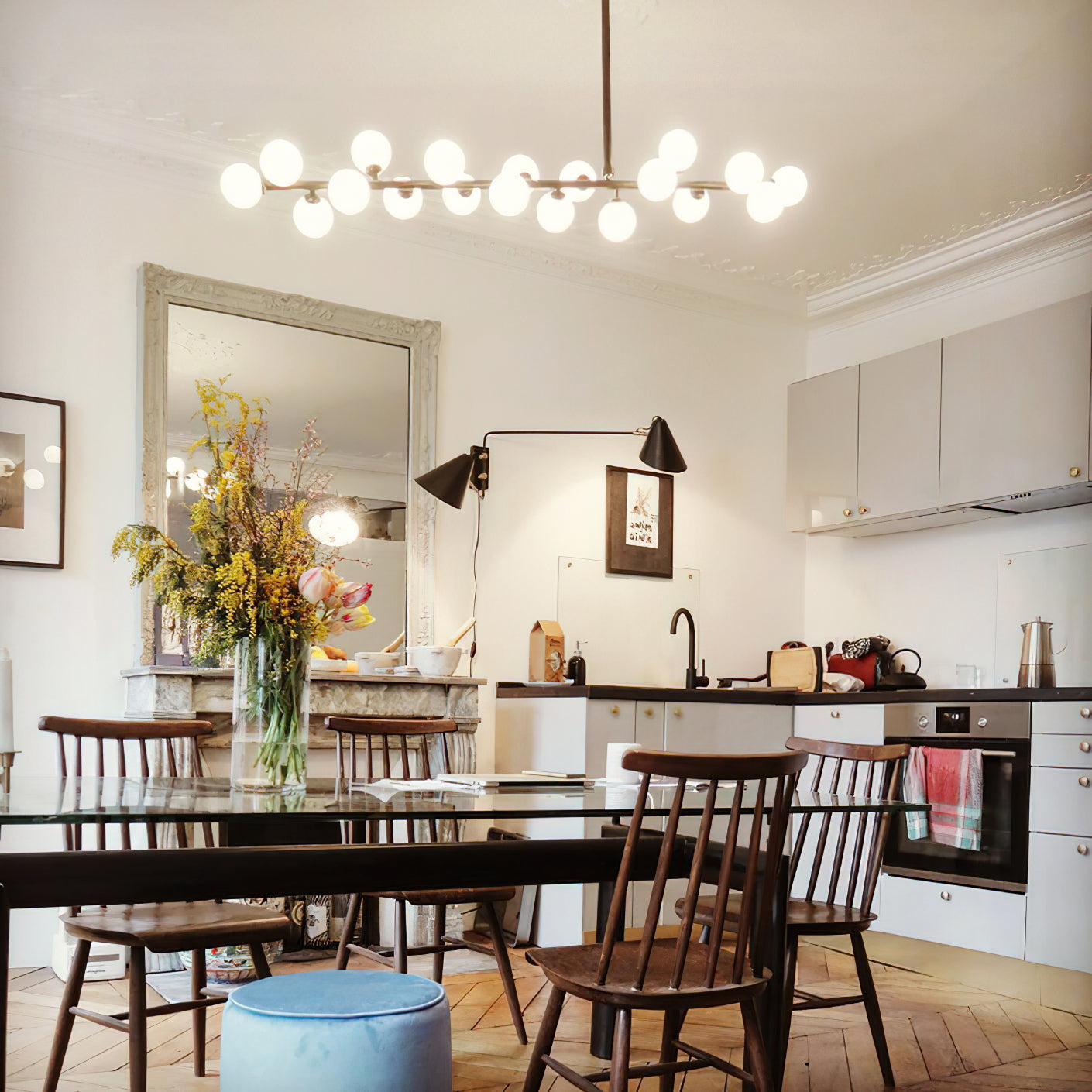 Freyza | Eshair Brass Glass Brass Glass Chandelier – Dining Room Living Room