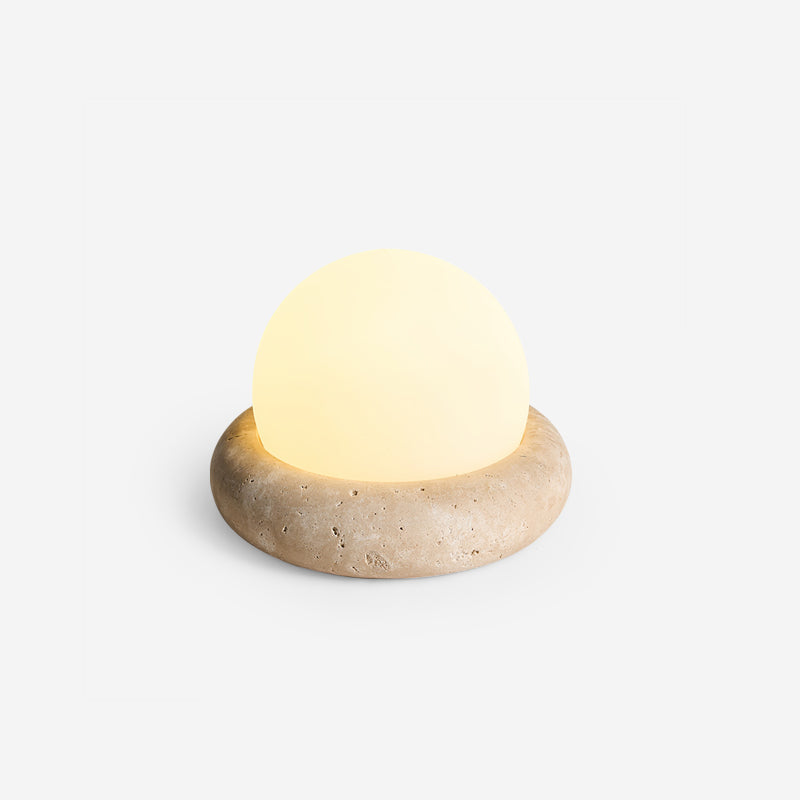 Freyza | Lampe de table globe en travertin Riita – lampe de chevet pour chambre