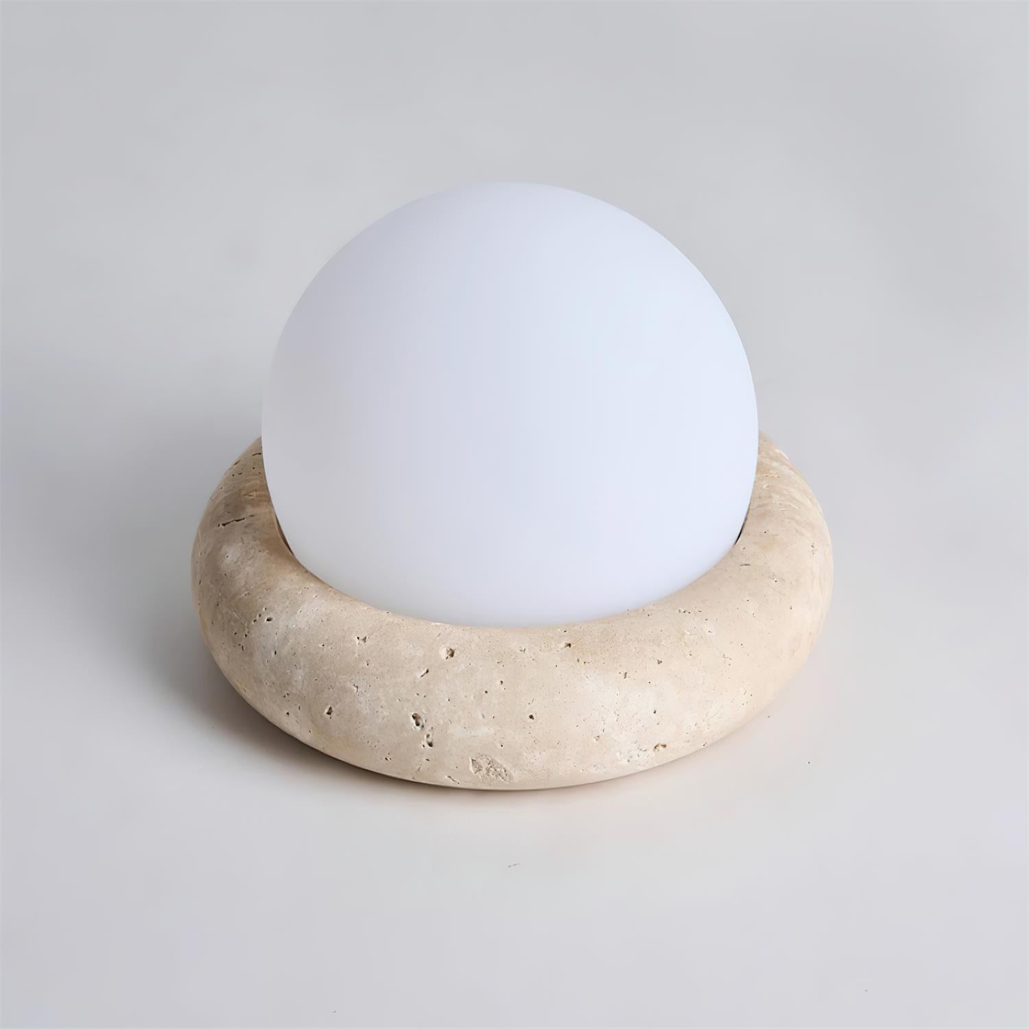 Freyza | Lampe de table globe en travertin Riita – lampe de chevet pour chambre