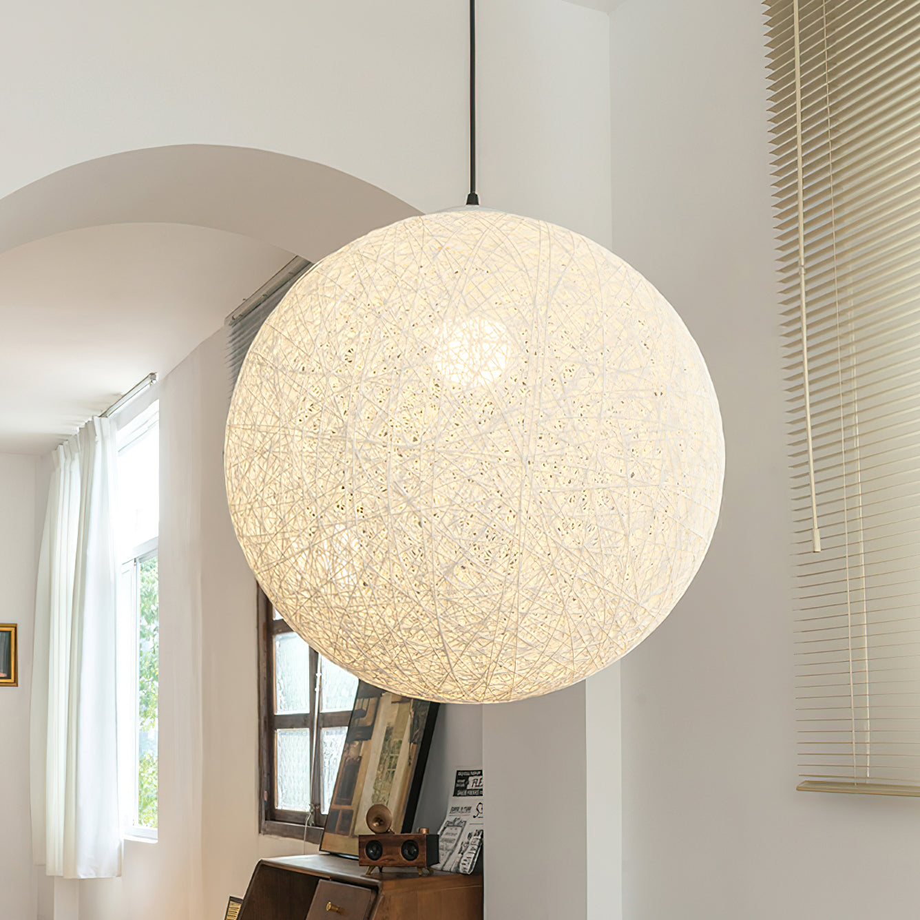 Freyza | Suspension en chanvre et rotin – Lampe suspendue bohème pour cuisine et salle à manger