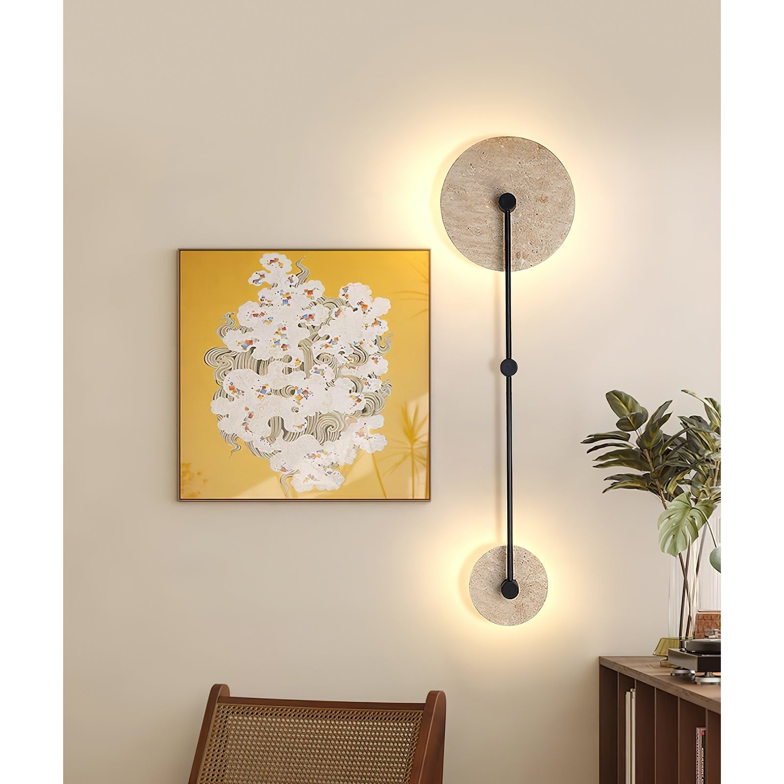 Freyza | Ilvara Beige-Travertin-Wandleuchte – Schlafzimmer, Flur