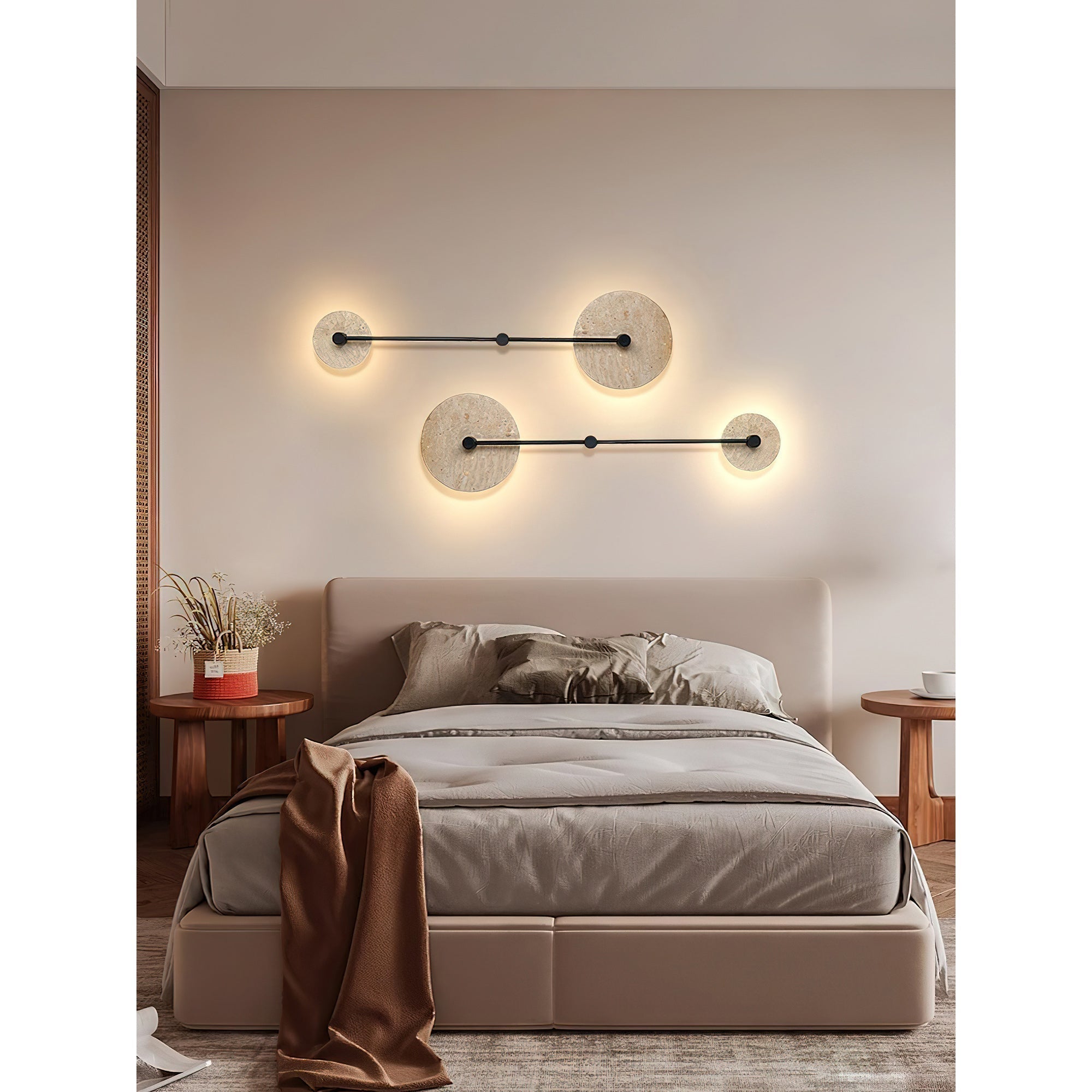 Freyza | Ilvara Beige-Travertin-Wandleuchte – Schlafzimmer, Flur