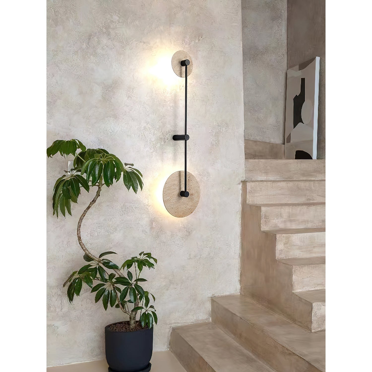 Freyza | Ilvara Beige-Travertin-Wandleuchte – Schlafzimmer, Flur