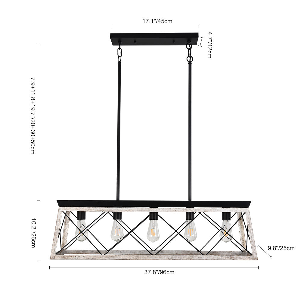 Freyza | Modern Linear Faux Wood Chandelier – Modern Dining Room Living Room