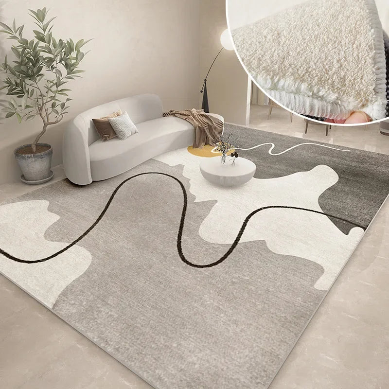 Modern Abstract Plush Carpet | Washable Soft Floor Mat for Cozy Living Room Decor 11