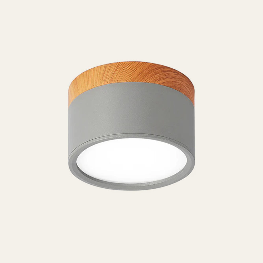 Modern Cylinder Ceiling Lamp | LED Ceiling Light Fixture with Wooden Accent | Stylish Design for Warm Ambiance 11