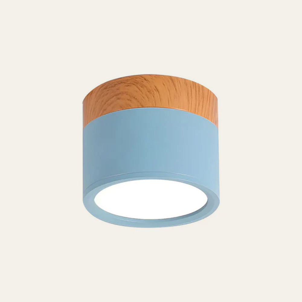 Modern Cylinder Ceiling Lamp | LED Ceiling Light Fixture with Wooden Accent | Stylish Design for Warm Ambiance 13