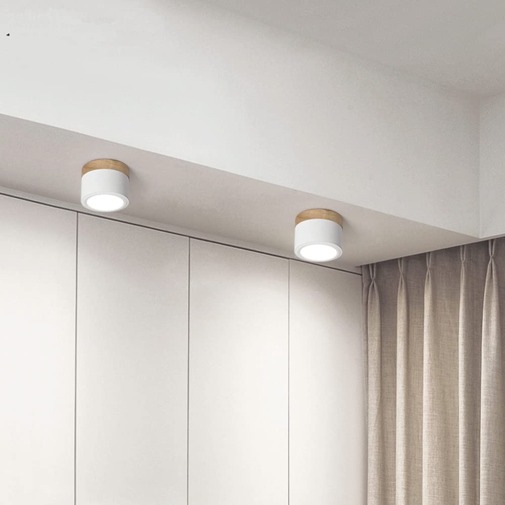 Modern Cylinder Ceiling Lamp | LED Ceiling Light Fixture with Wooden Accent | Stylish Design for Warm Ambiance 4