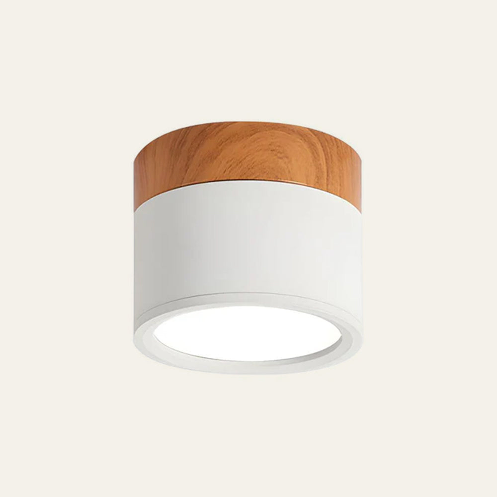 Modern Cylinder Ceiling Lamp | LED Ceiling Light Fixture with Wooden Accent | Stylish Design for Warm Ambiance 5