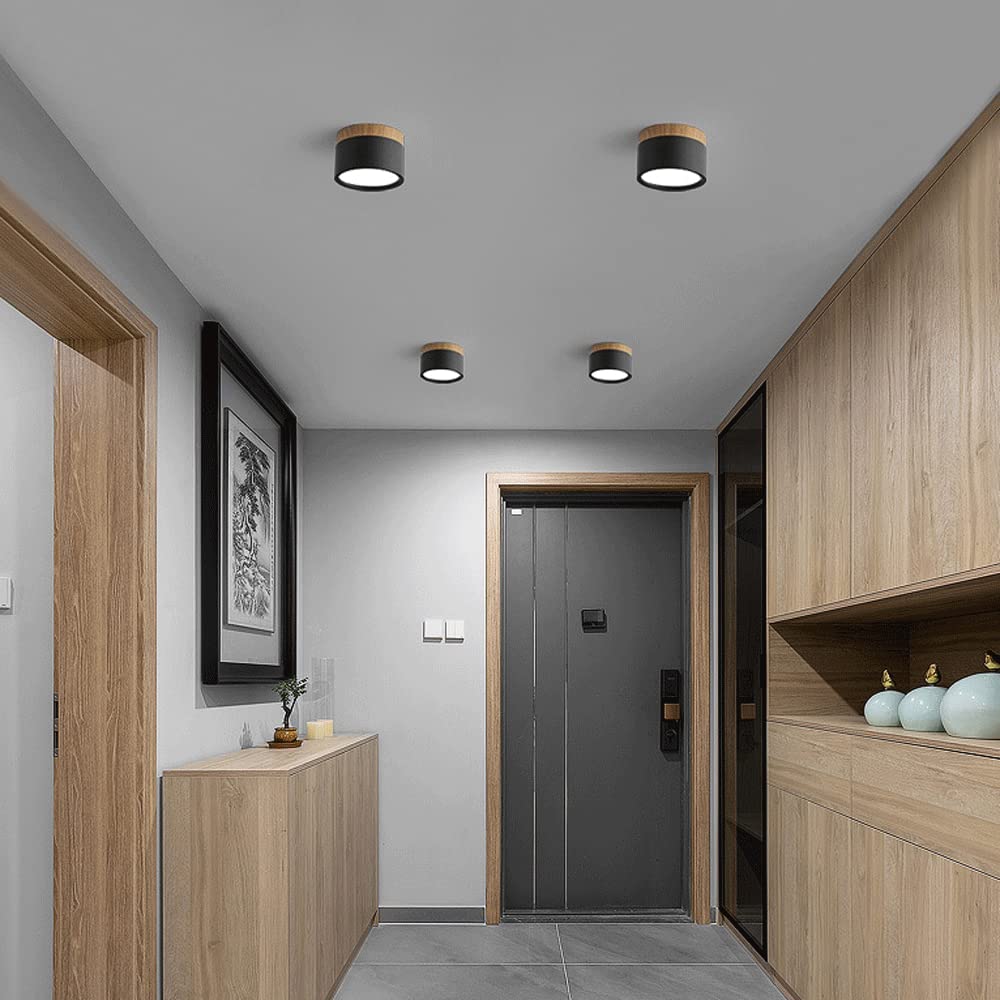 Modern Cylinder Ceiling Lamp | LED Ceiling Light Fixture with Wooden Accent | Stylish Design for Warm Ambiance 7