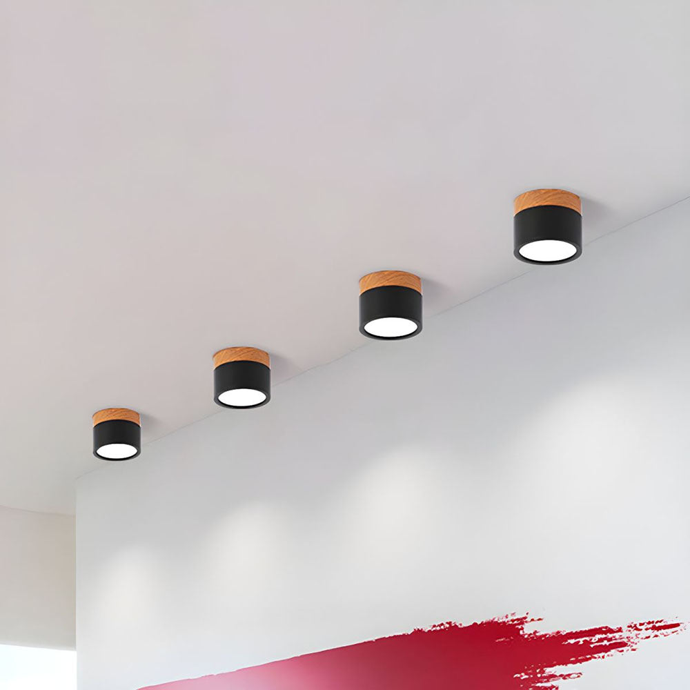 Modern Cylinder Ceiling Lamp | LED Ceiling Light Fixture with Wooden Accent | Stylish Design for Warm Ambiance 8
