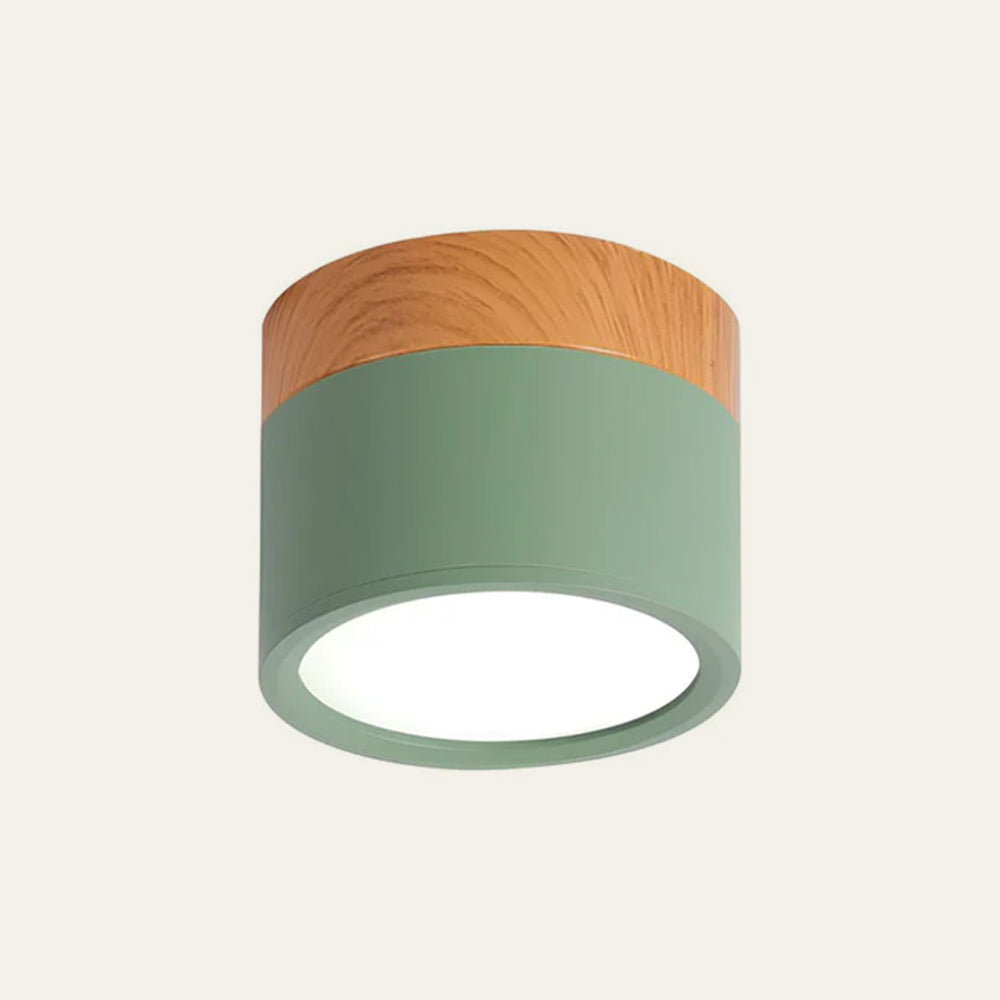Modern Cylinder Ceiling Lamp | LED Ceiling Light Fixture with Wooden Accent | Stylish Design for Warm Ambiance 9