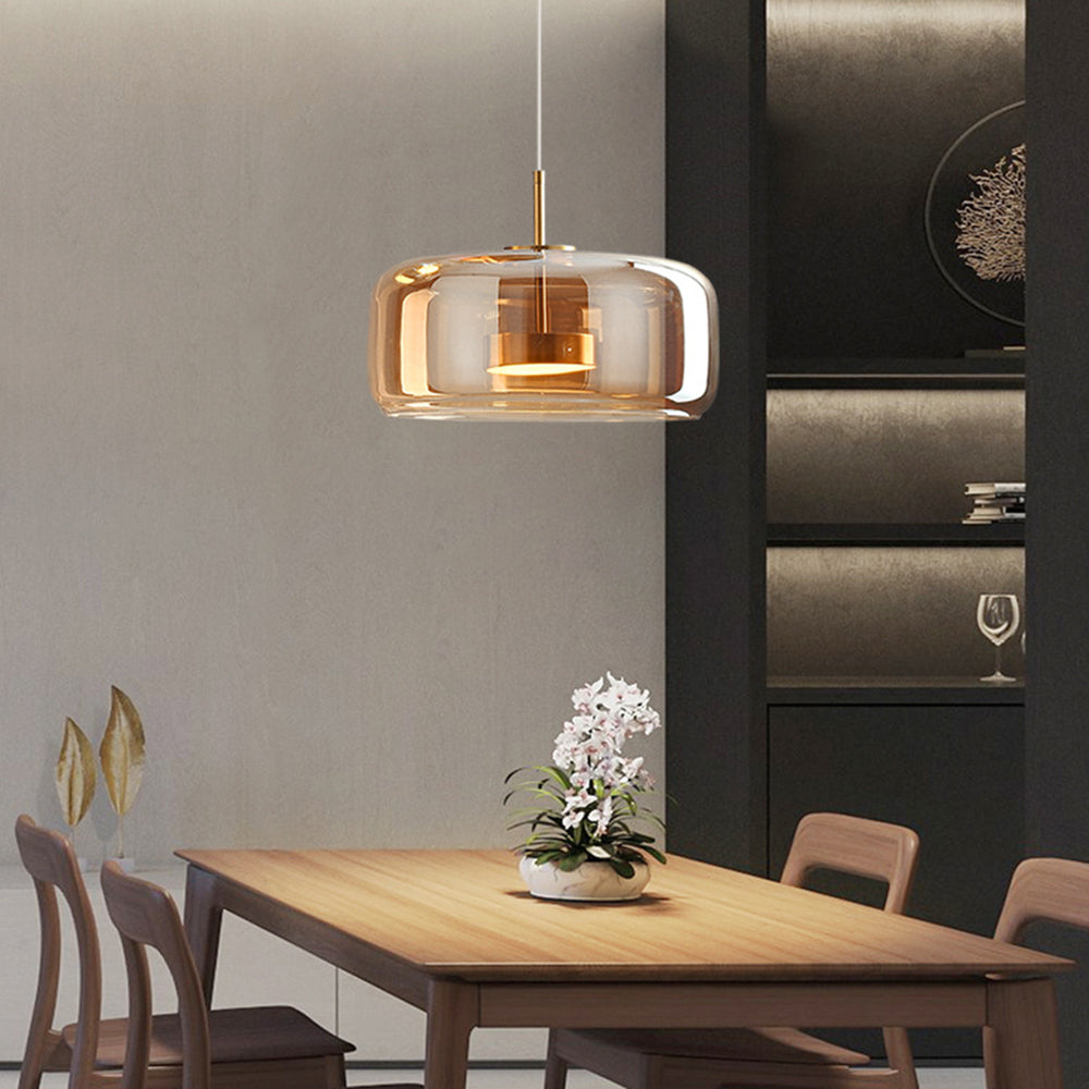 Modern Glass Pendant Light with Adjustable Height & Brass Accents for Stylish Kitchen Illumination 2