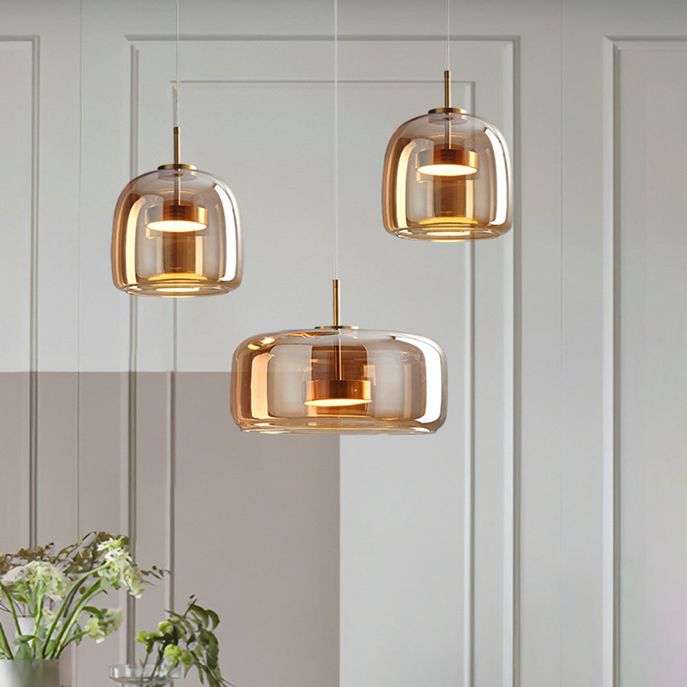 Modern Glass Pendant Light with Adjustable Height & Brass Accents for Stylish Kitchen Illumination 4