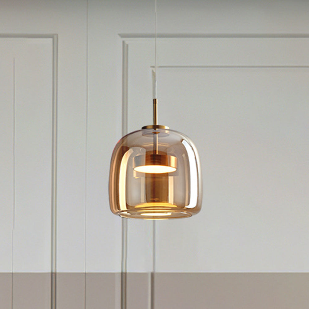Modern Glass Pendant Light with Adjustable Height & Brass Accents for Stylish Kitchen Illumination 5