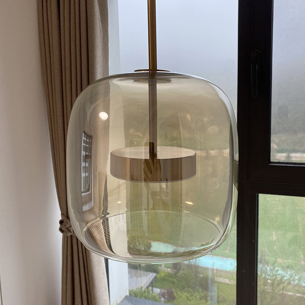 Modern Glass Pendant Light with Adjustable Height & Brass Accents for Stylish Kitchen Illumination 6