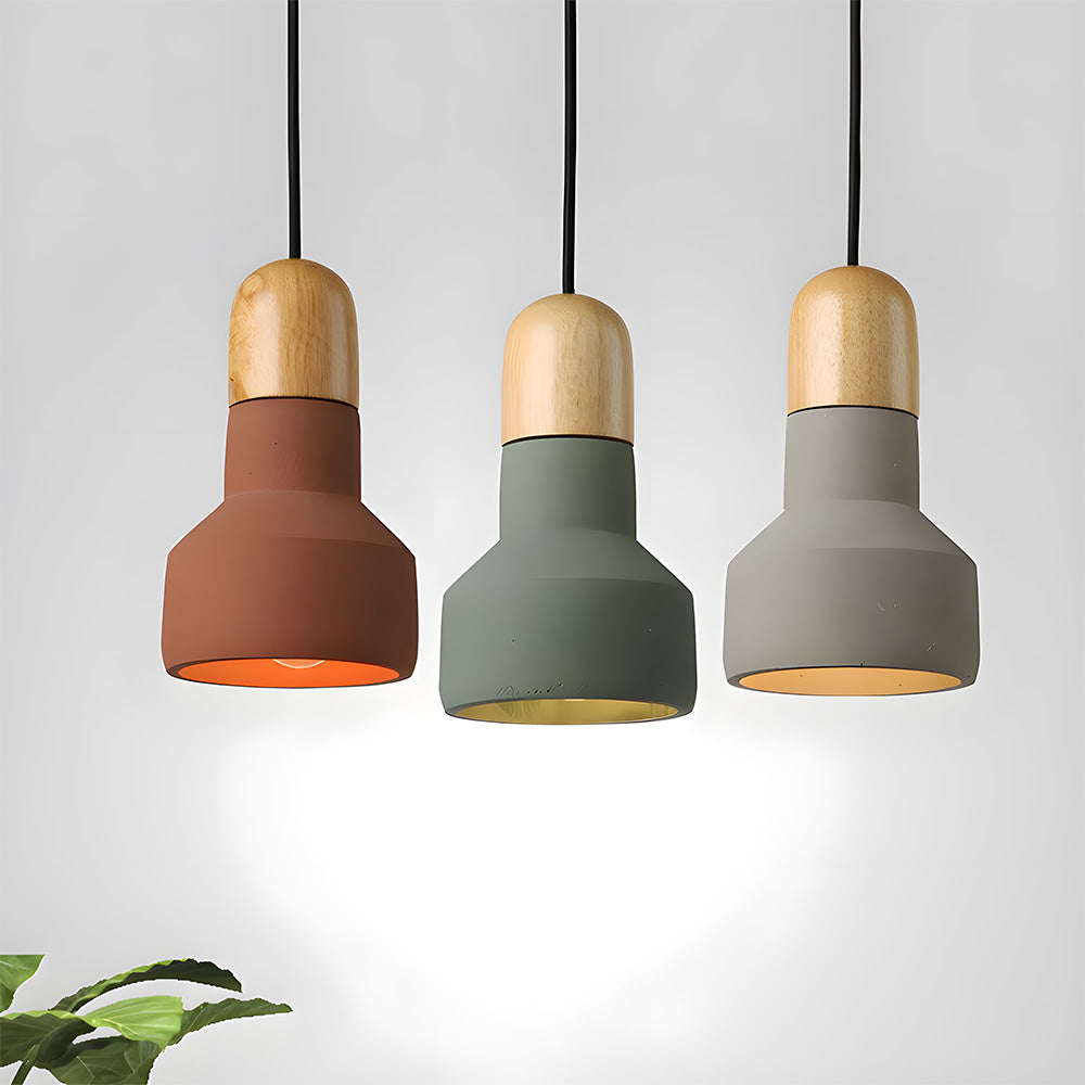 Modern Hanging Lamp | Rustic Cement & Wood Design with Adjustable Height | Stylish Pendant Light for Cozy Ambiance 2