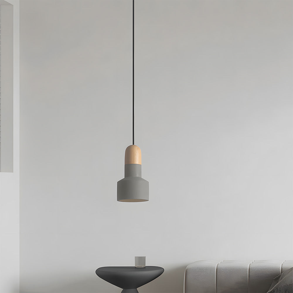 Modern Hanging Lamp | Rustic Cement & Wood Design with Adjustable Height | Stylish Pendant Light for Cozy Ambiance 5