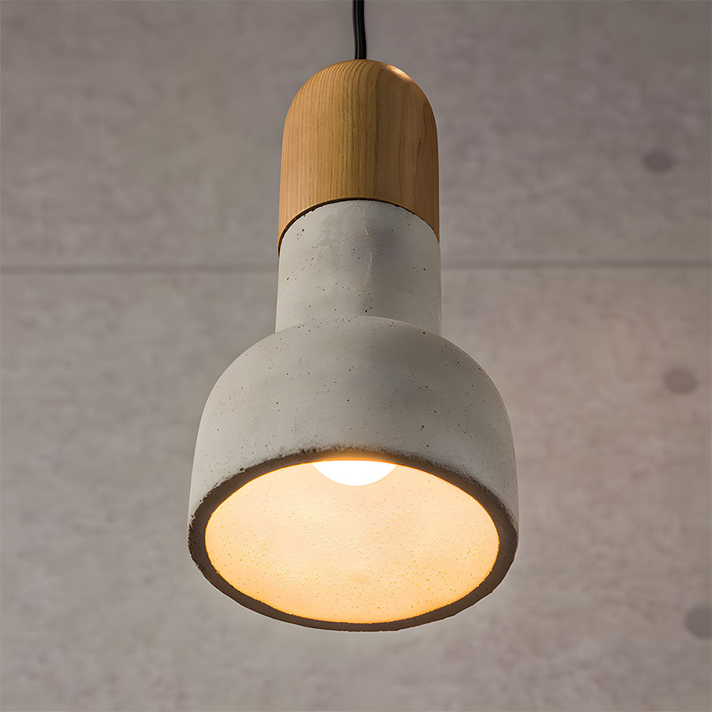 Modern Hanging Lamp | Rustic Cement & Wood Design with Adjustable Height | Stylish Pendant Light for Cozy Ambiance 7