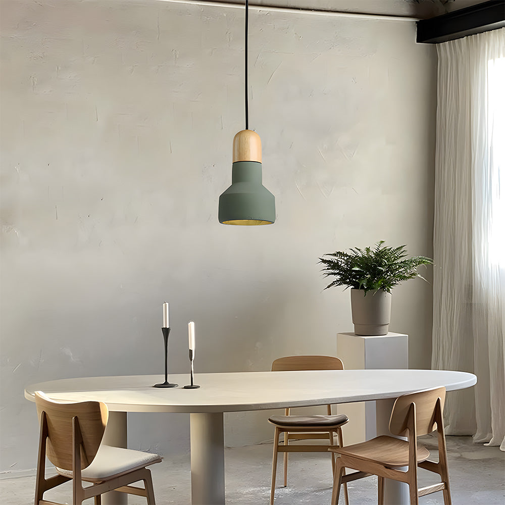 Modern Hanging Lamp | Rustic Cement & Wood Design with Adjustable Height | Stylish Pendant Light for Cozy Ambiance 9