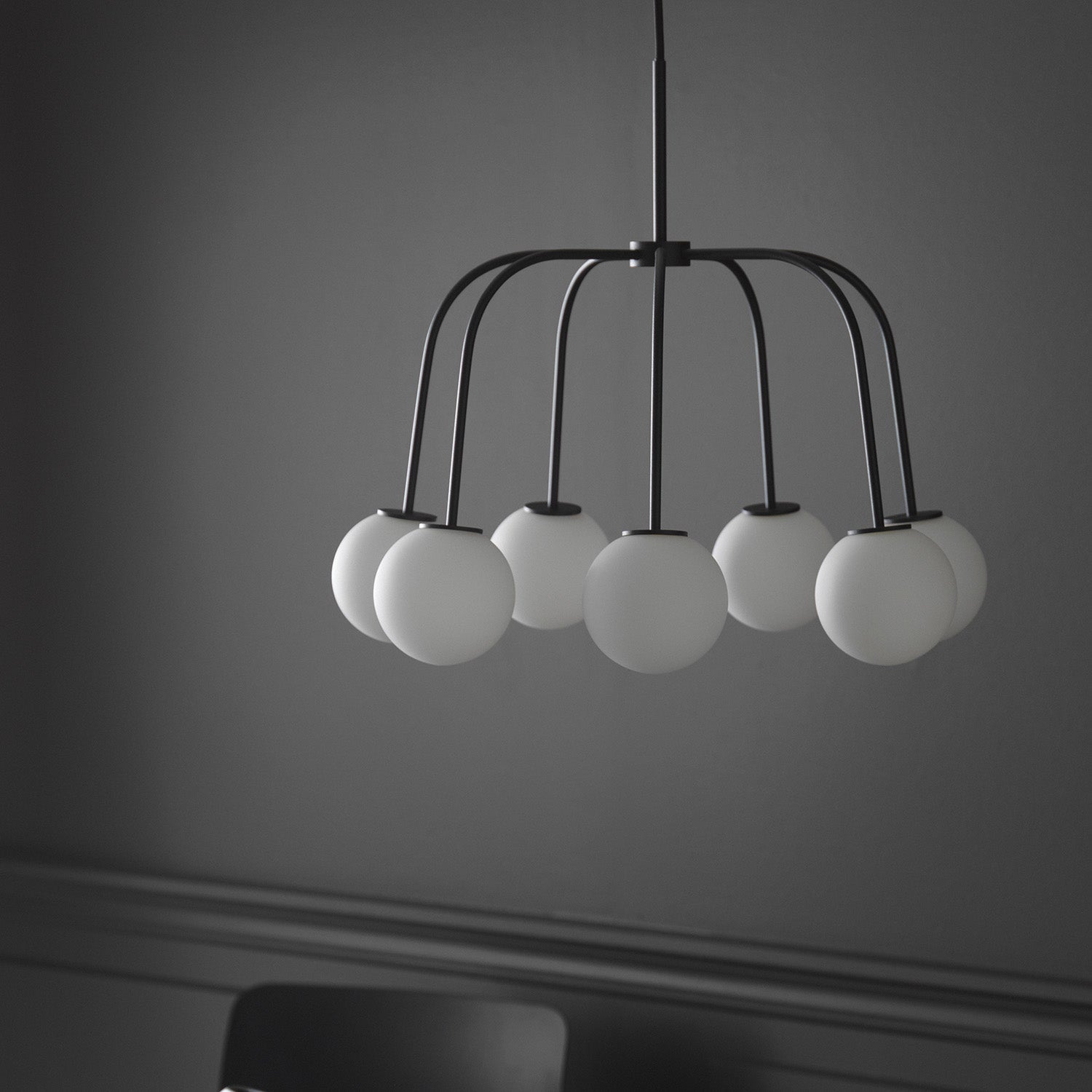 Freyza | Elphaia Vintage-moderner Kronleuchter aus schwarzem Glas – modernes Esszimmer-Wohnzimmer