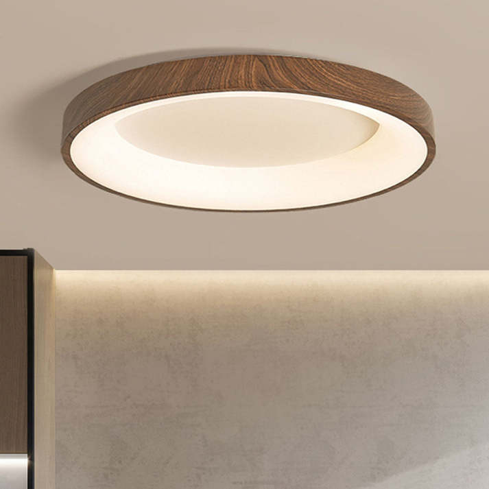 Modern Wooden Flush Mount Ceiling Light with Integrated LED for Energy Efficiency 2