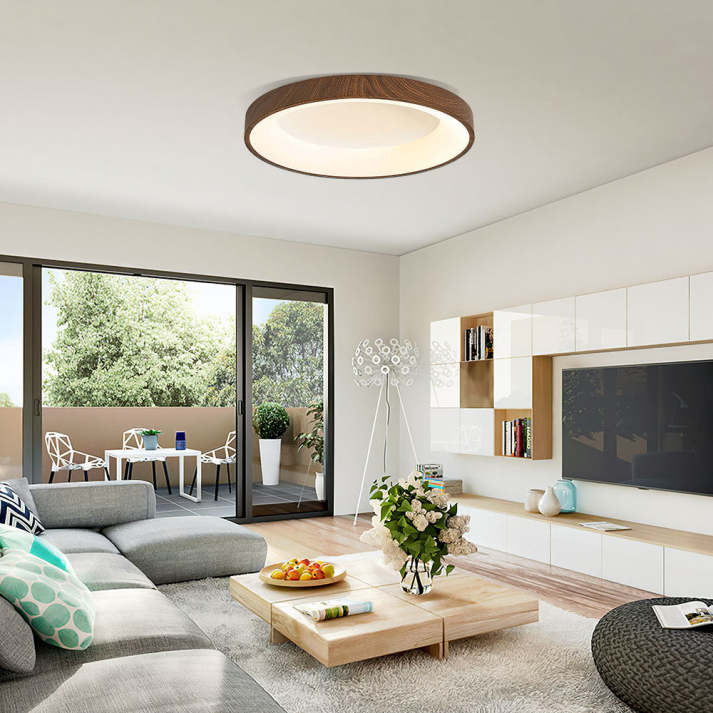 Modern Wooden Flush Mount Ceiling Light with Integrated LED for Energy Efficiency 3