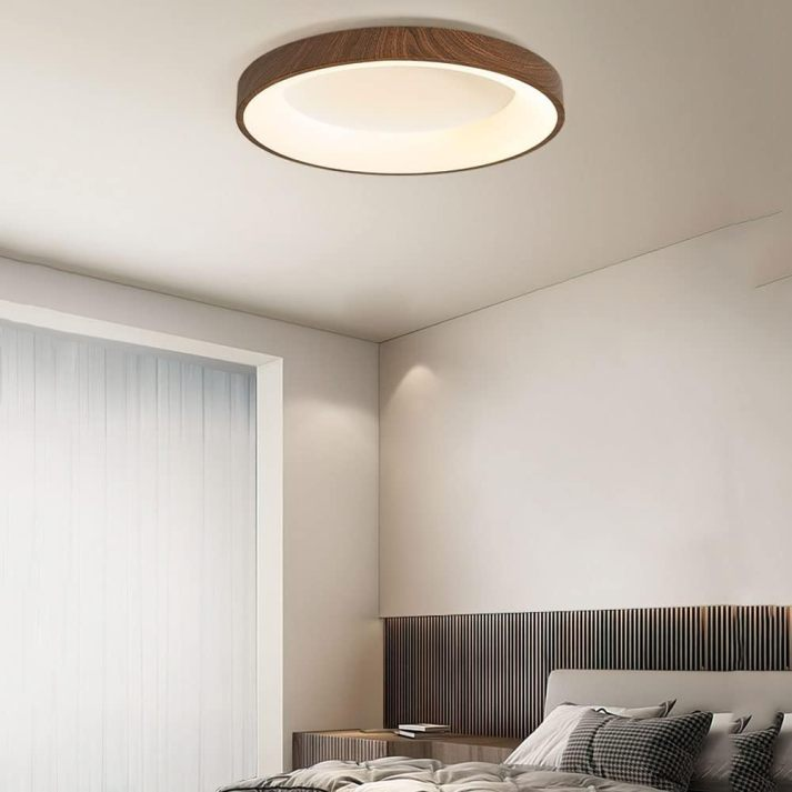 Modern Wooden Flush Mount Ceiling Light with Integrated LED for Energy Efficiency 4
