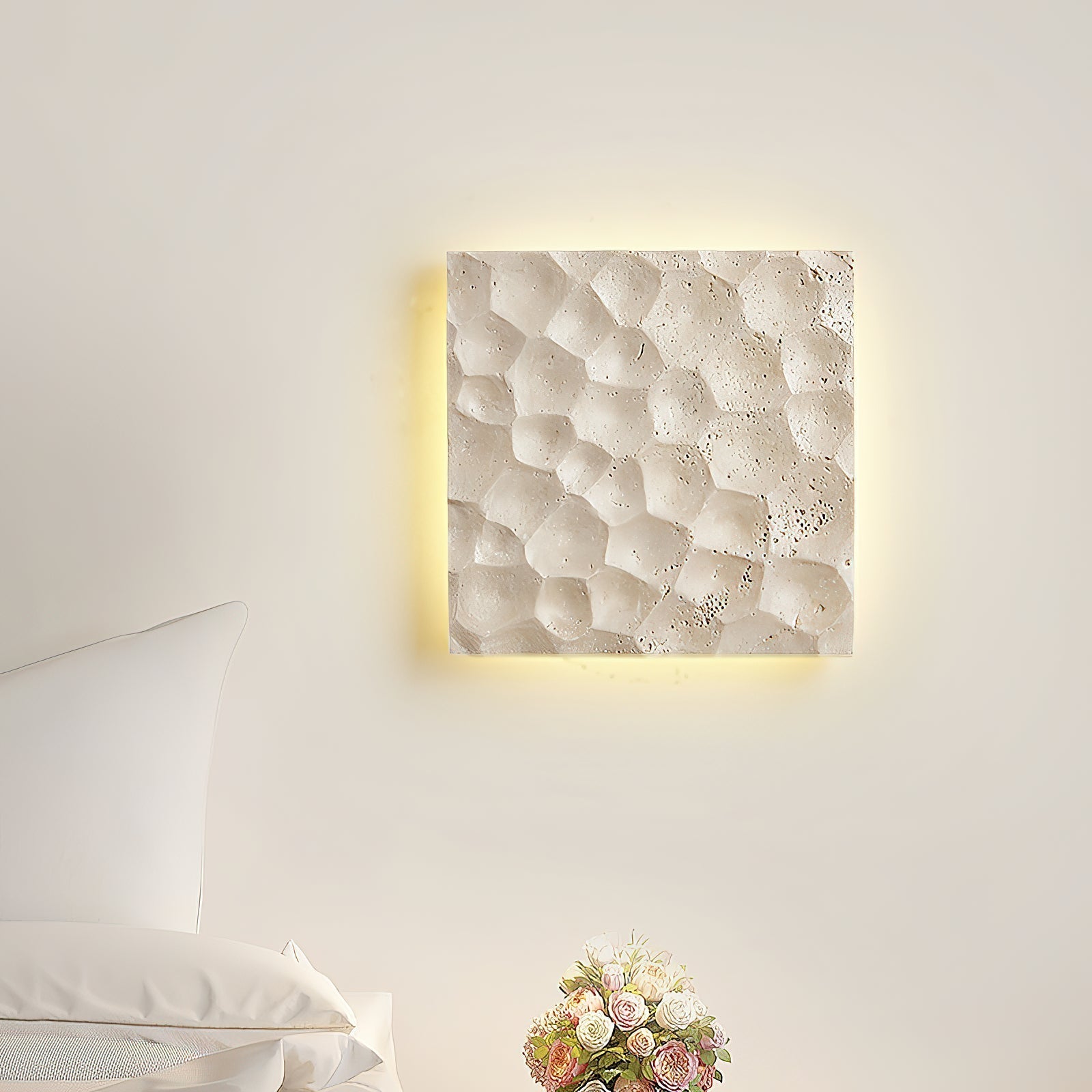 Freyza | Vedoreth Panel-Wandleuchte aus Travertin – Schlafzimmer, Flur