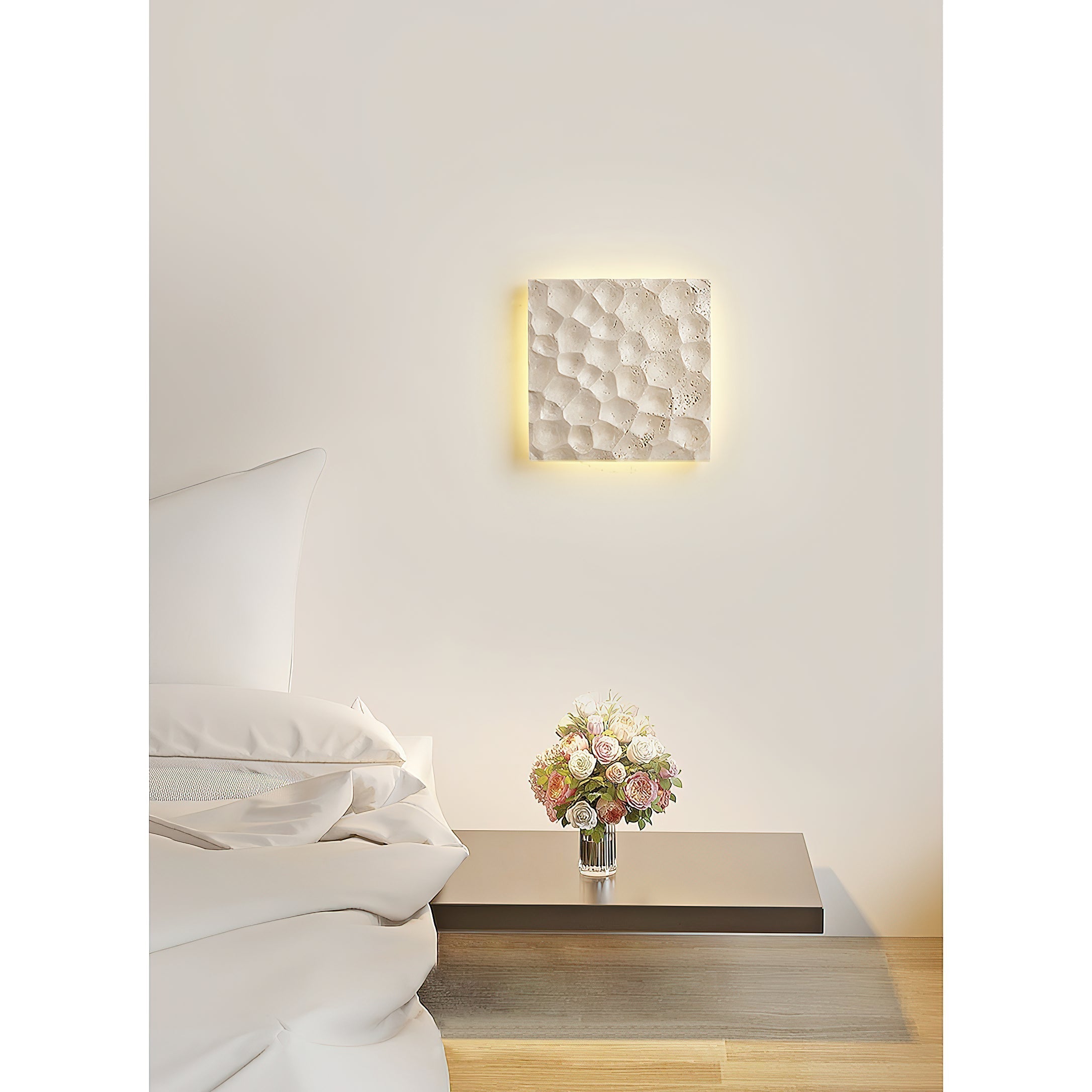 Freyza | Vedoreth Panel-Wandleuchte aus Travertin – Schlafzimmer, Flur