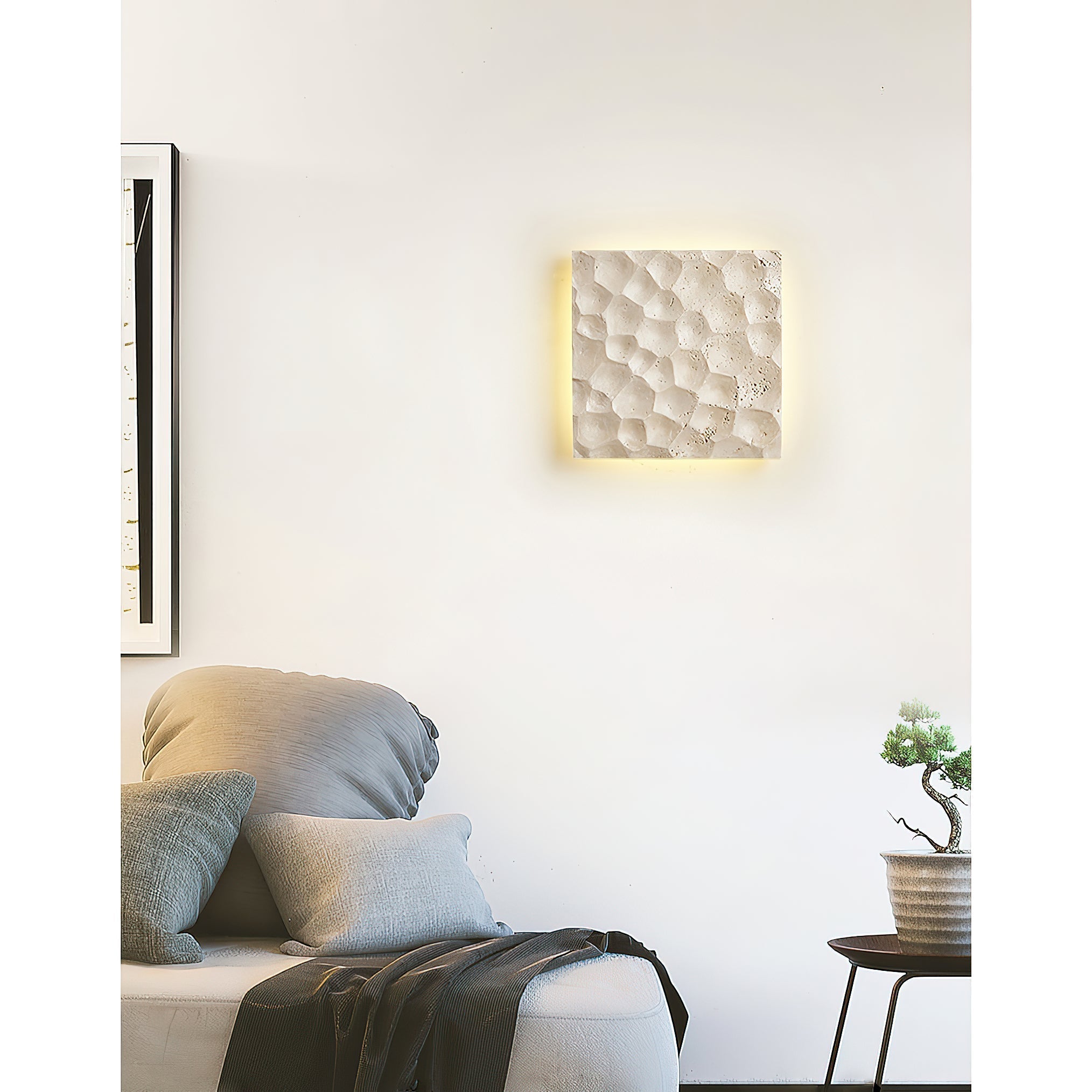 Freyza | Vedoreth Panel-Wandleuchte aus Travertin – Schlafzimmer, Flur