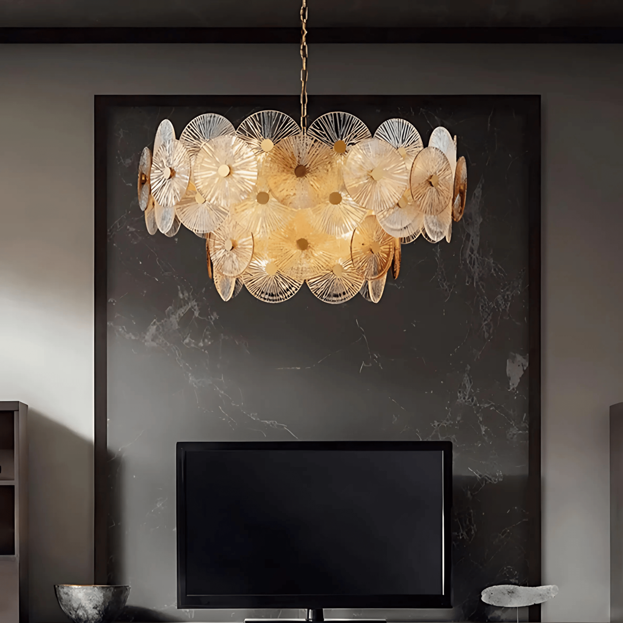 Freyza - MontiGlow | Elegant Contemporary Ribbed Glass Chandelier