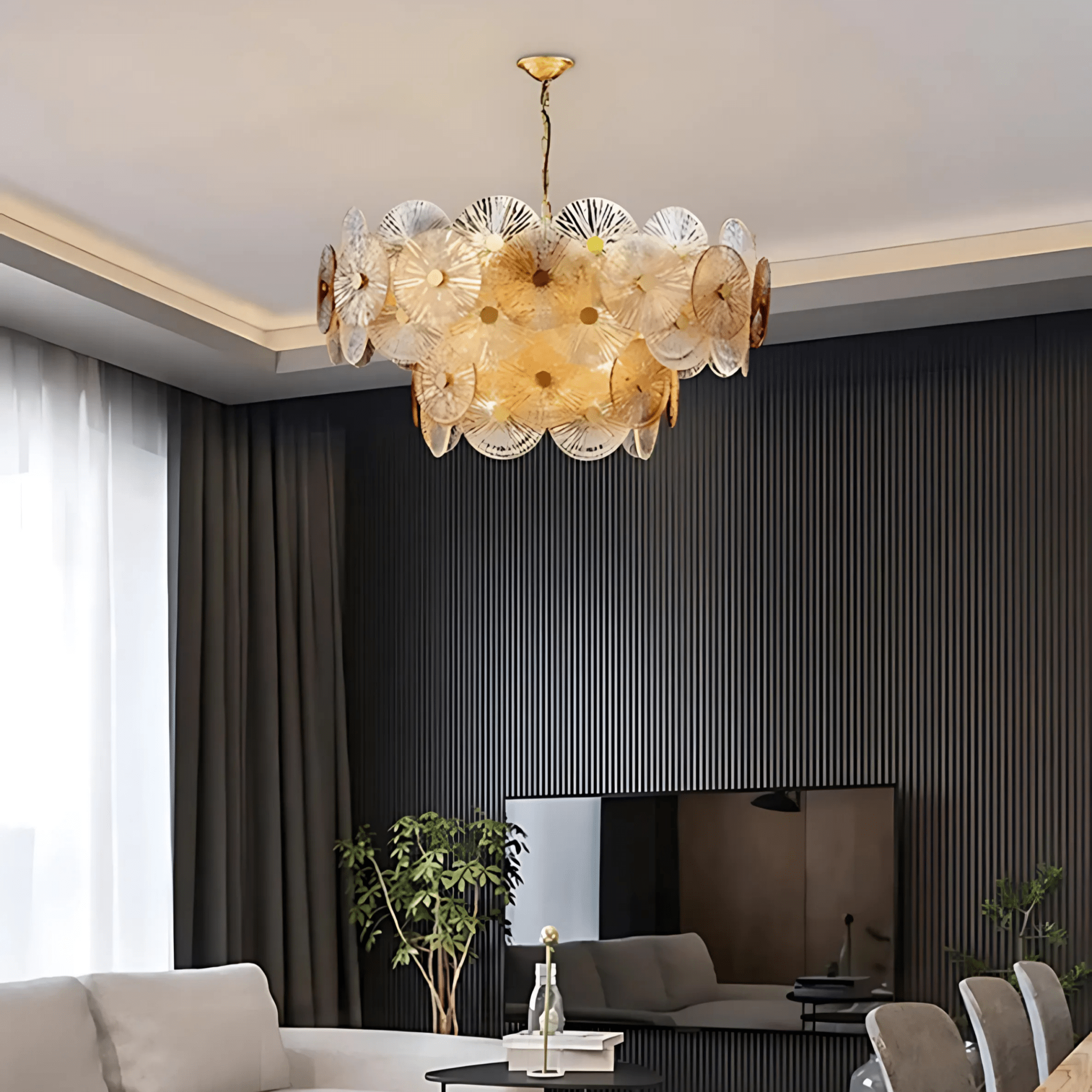 Freyza - MontiGlow | Elegant Contemporary Ribbed Glass Chandelier