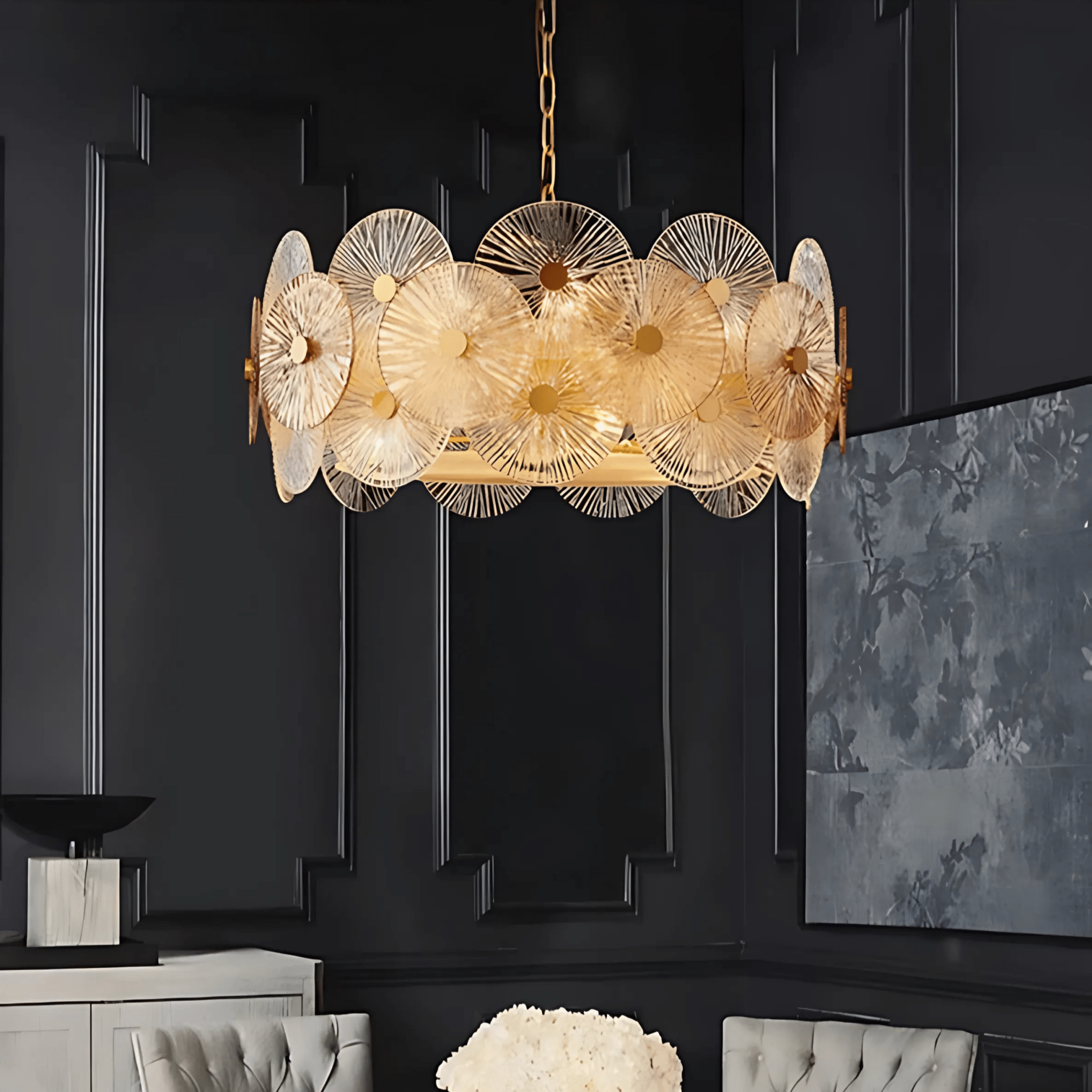 Freyza - MontiGlow | Elegant Contemporary Ribbed Glass Chandelier
