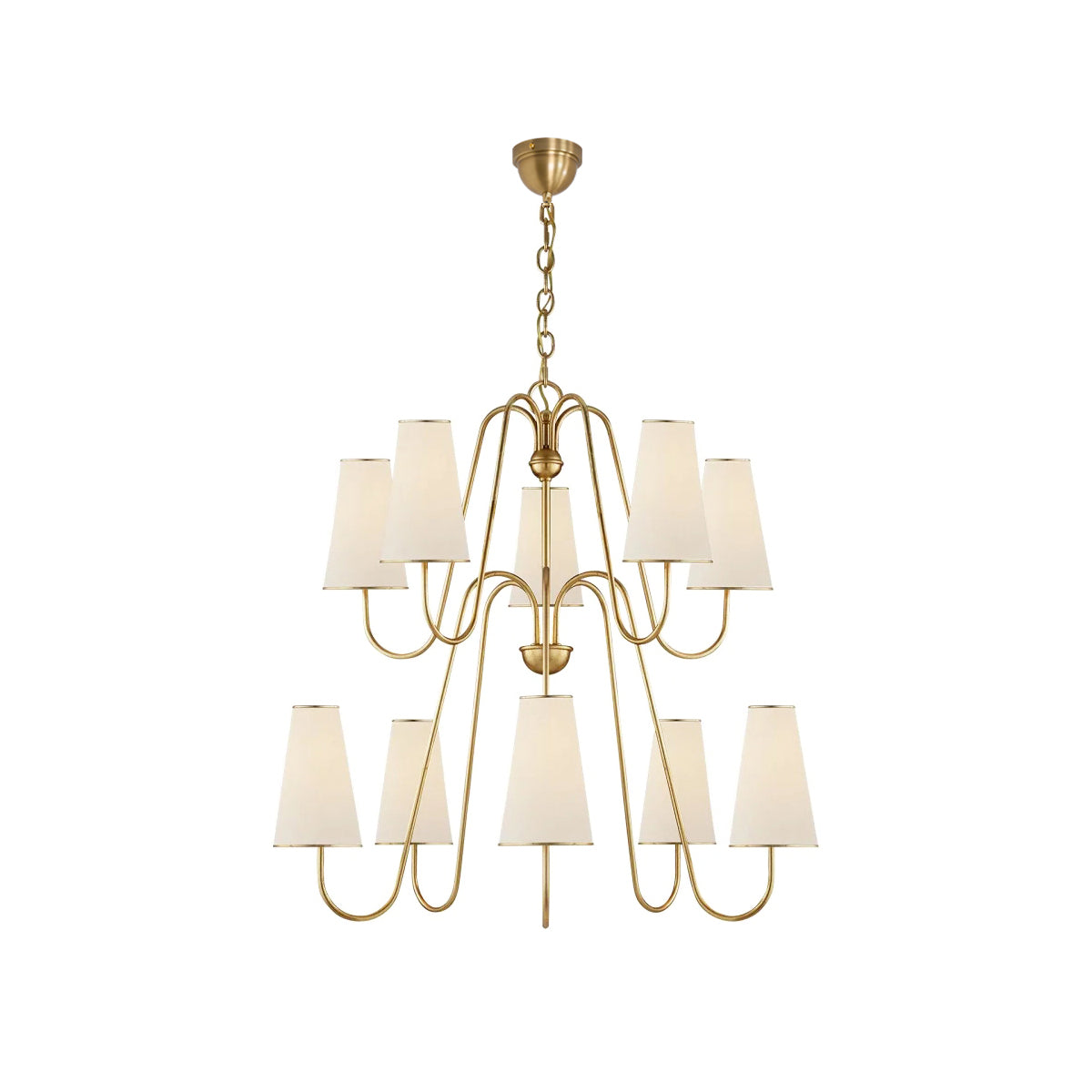 Freyza | Elirora Elegance Vintage Brass Fabric Chandelier – Vintage Dining Room Living Room