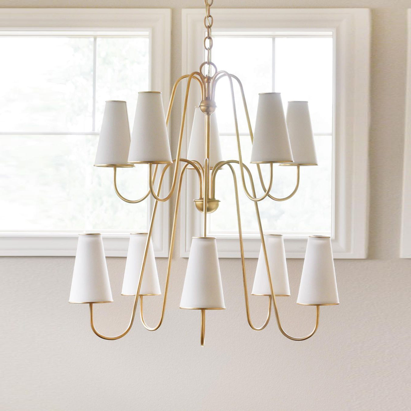 Freyza | Elirora Elegance Vintage Brass Fabric Chandelier – Vintage Dining Room Living Room