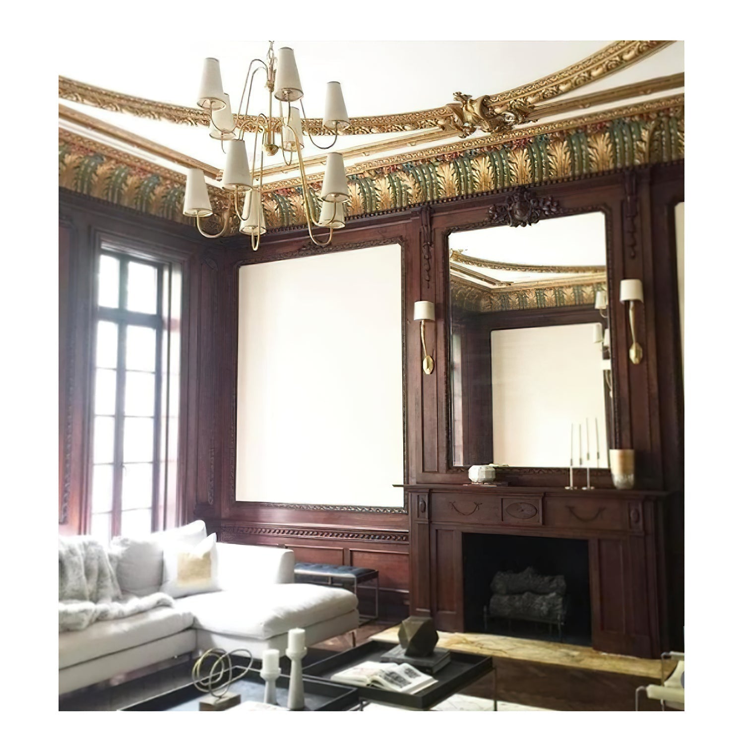 Freyza | Elirora Elegance Vintage Brass Fabric Chandelier – Vintage Dining Room Living Room