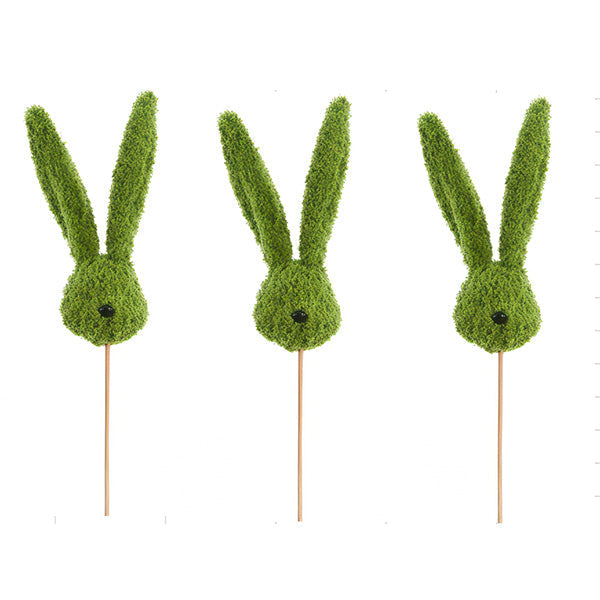 Freyza - Moss Bunny Head Floral Picks Set | 20-Inch Height with Whimsical Design for Charming Spring Decor