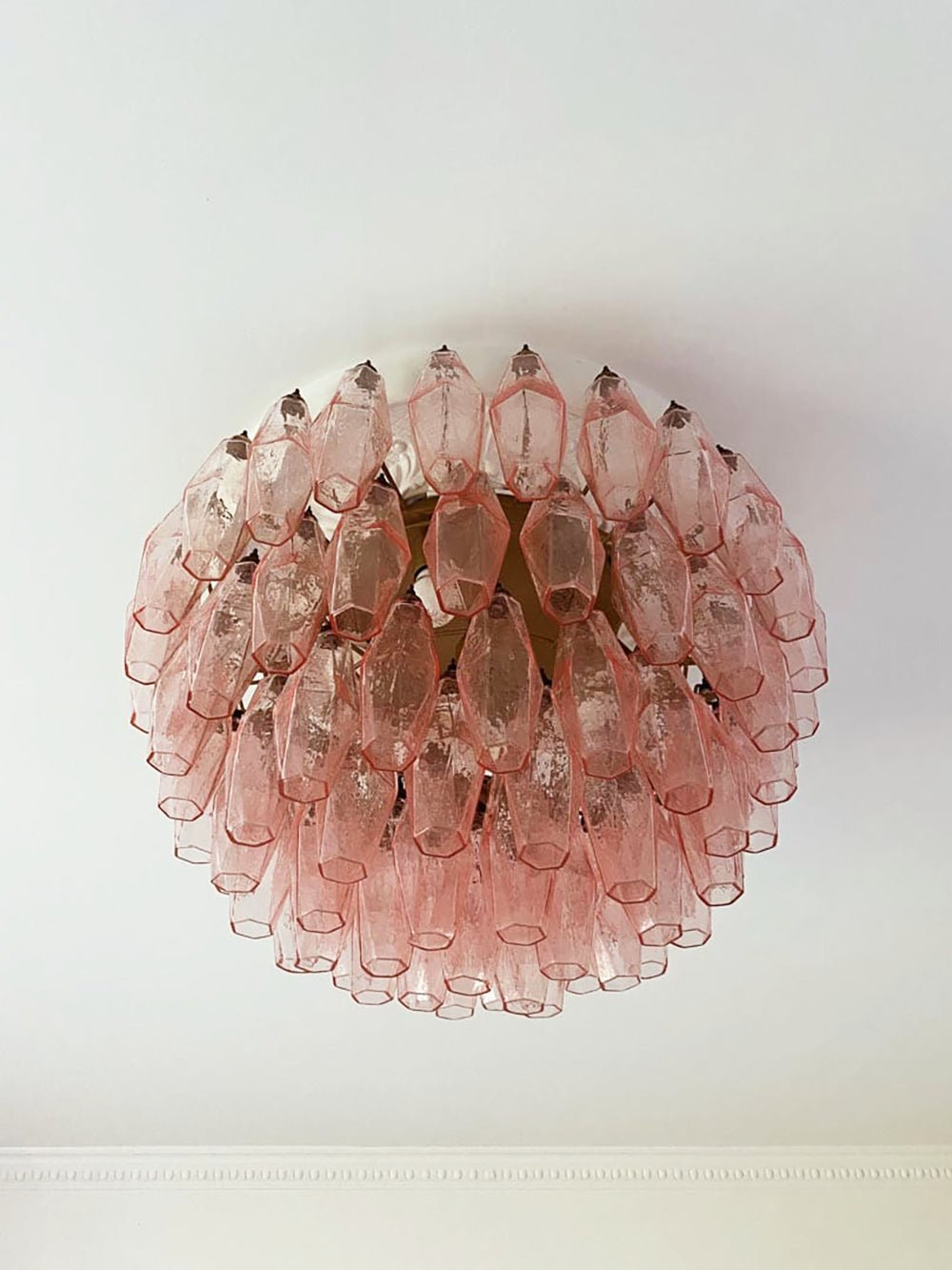 Freyza | Suspension plafond Aurora en verre rose – Chambre et salon vintage