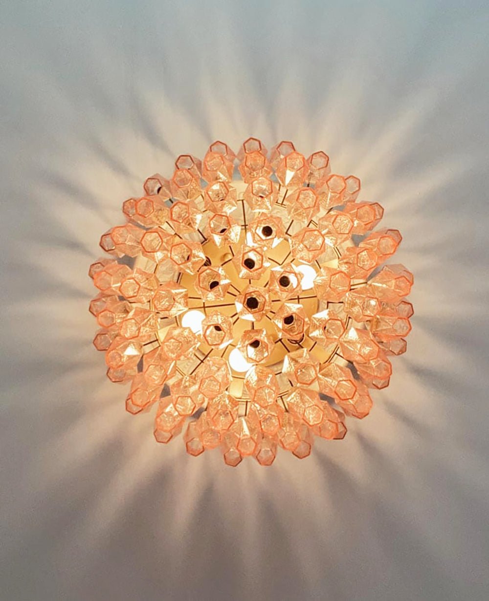 Freyza | Suspension plafond Aurora en verre rose – Chambre et salon vintage