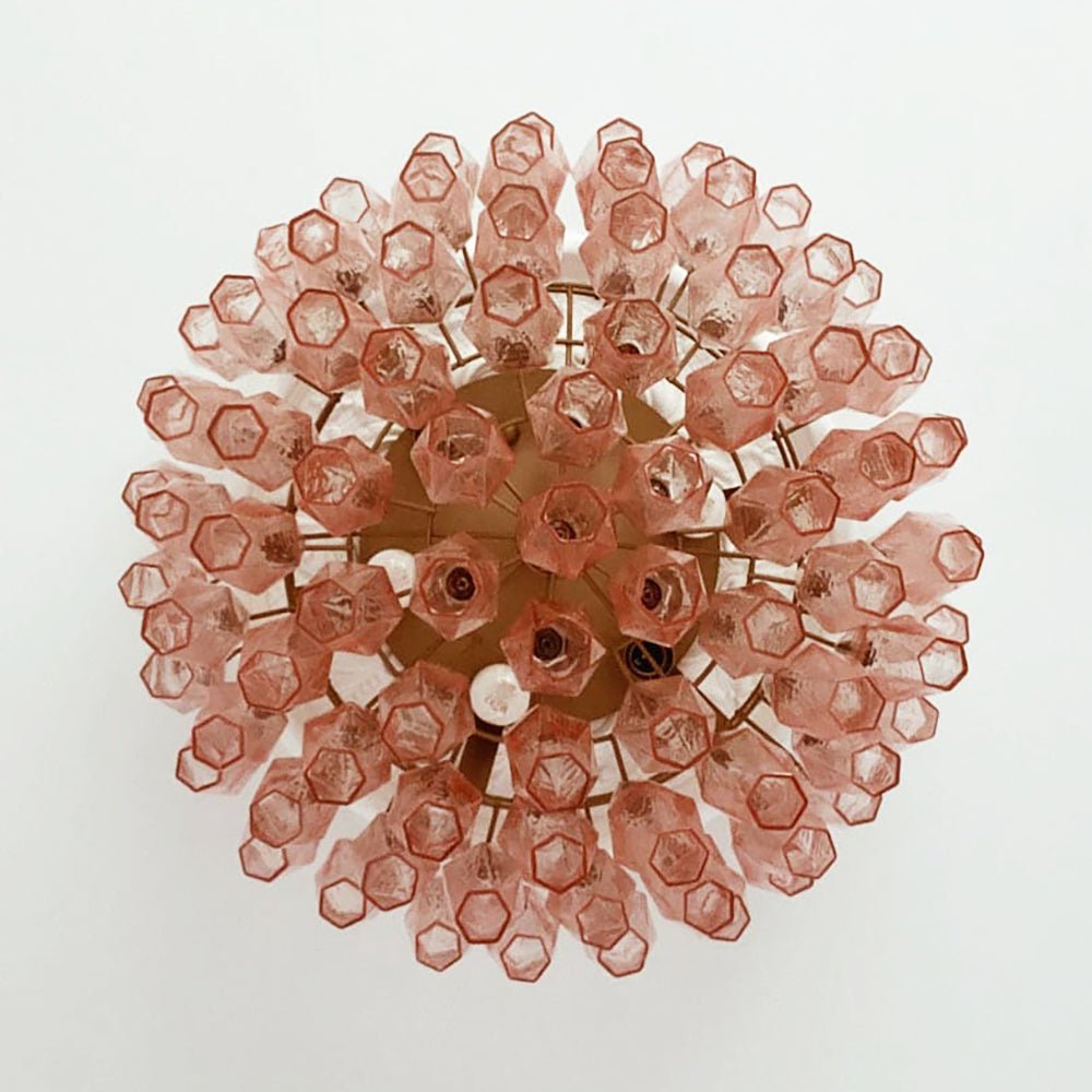 Freyza | Suspension plafond Aurora en verre rose – Chambre et salon vintage