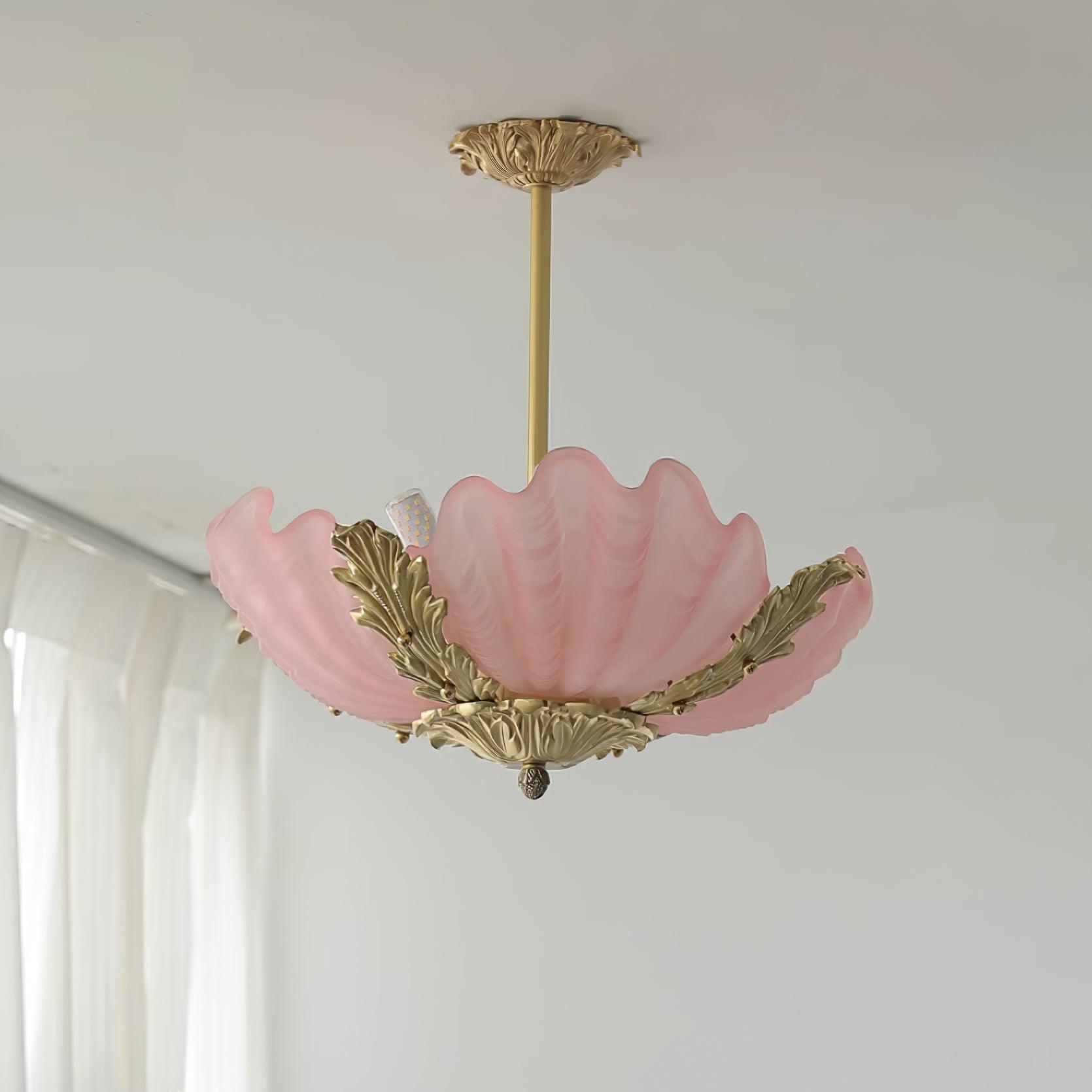 Freyza | Suspension rose en laiton et verre de Murano – Cuisine, salle à manger