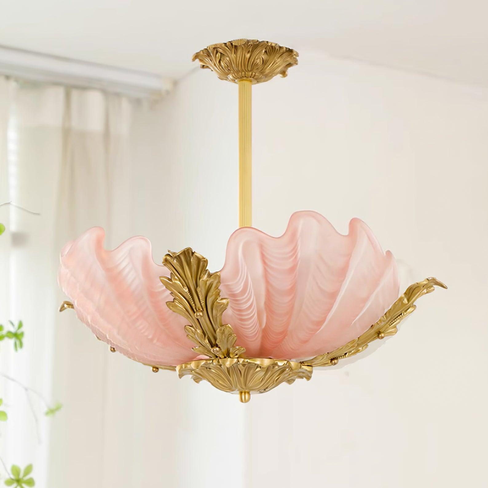 Freyza | Suspension rose en laiton et verre de Murano – Cuisine, salle à manger