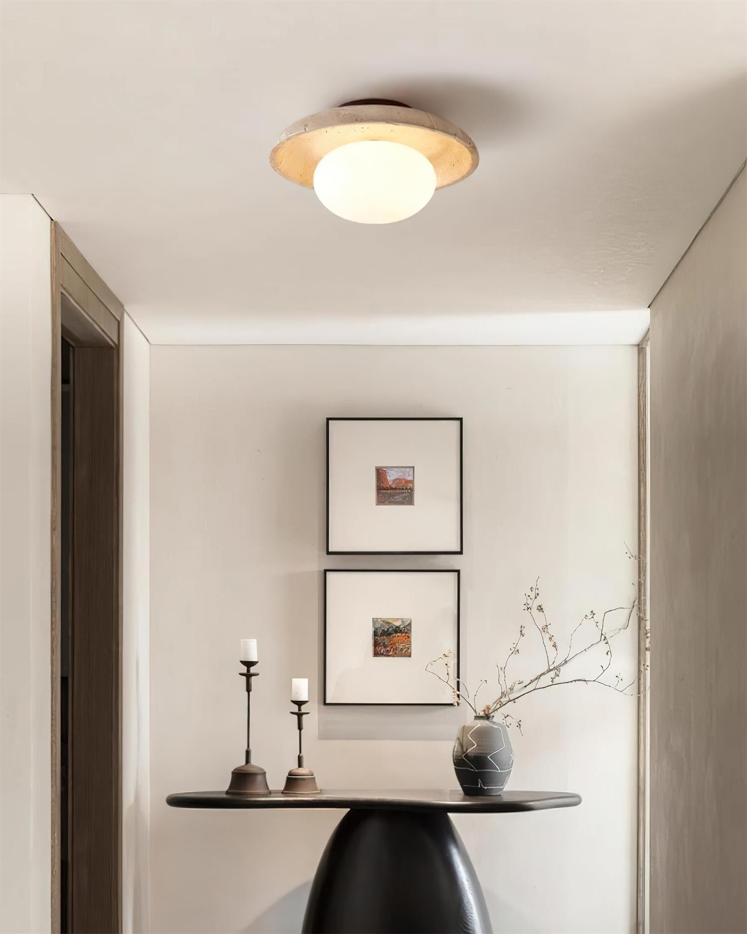Freyza | Plafonnier affleurant en travertin Mylie – Chambre, couloir, cuisine